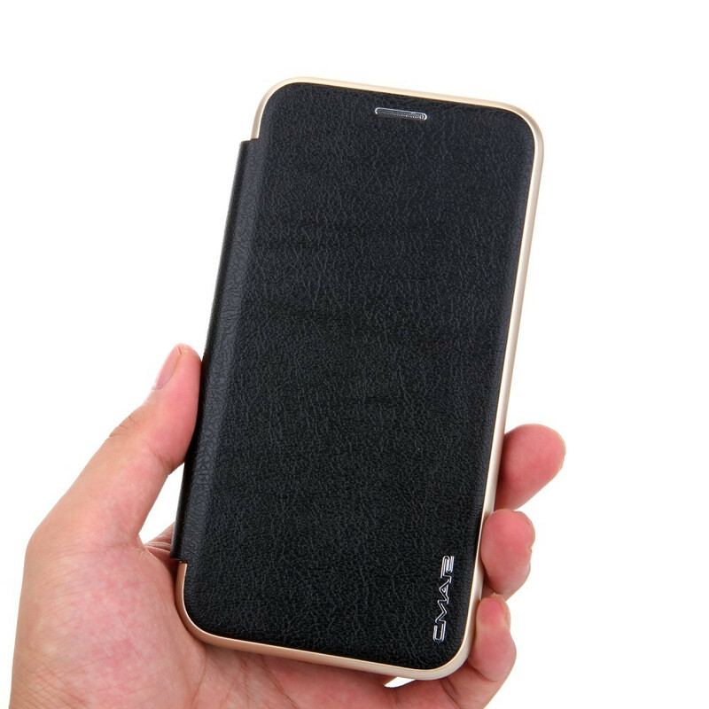 Capa De Celular Para iPhone 11 Flip Bordas Metálicas De Couro Falso