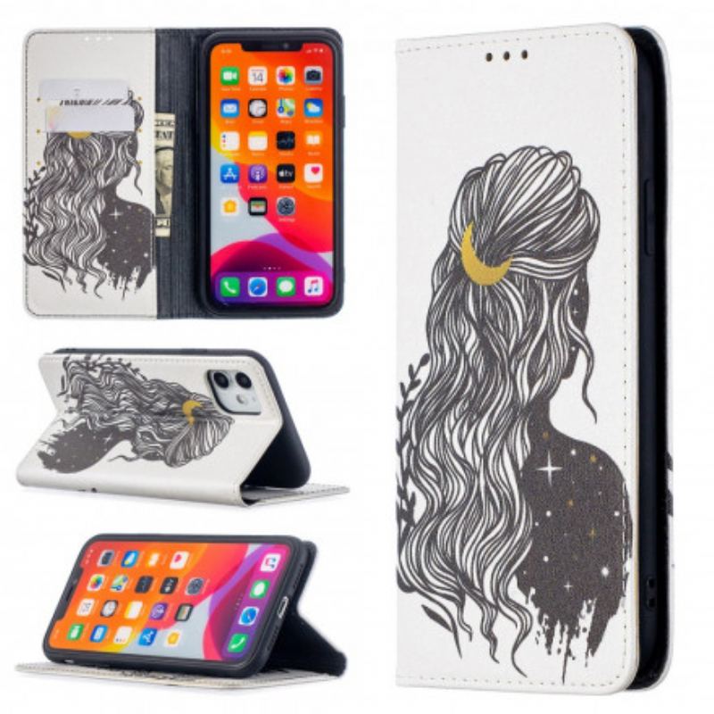 Capa De Celular Para iPhone 11 Flip Cabelo Bonito