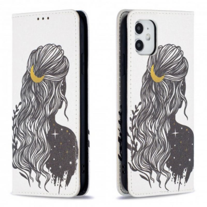 Capa De Celular Para iPhone 11 Flip Cabelo Bonito