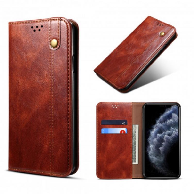 Capa De Celular Para iPhone 11 Flip Couro Sintético Encerado