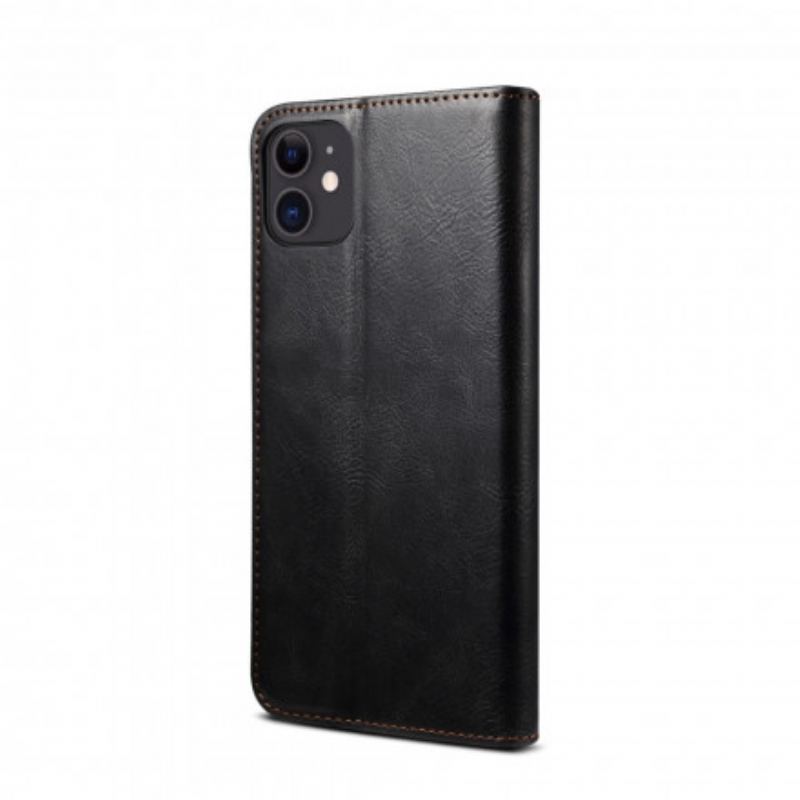 Capa De Celular Para iPhone 11 Flip Couro Sintético Encerado