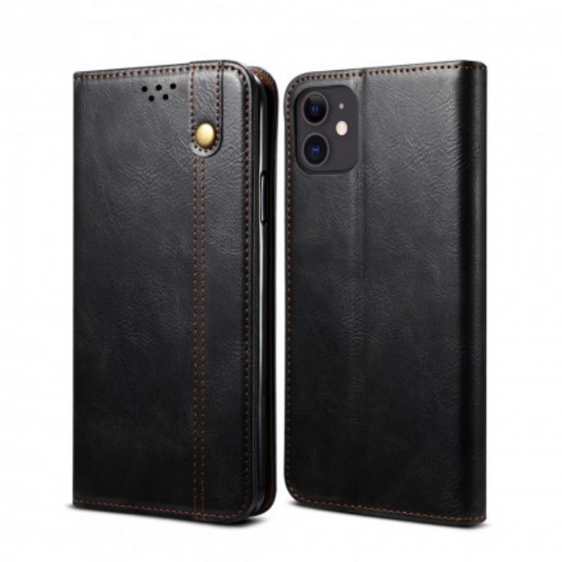 Capa De Celular Para iPhone 11 Flip Couro Sintético Encerado