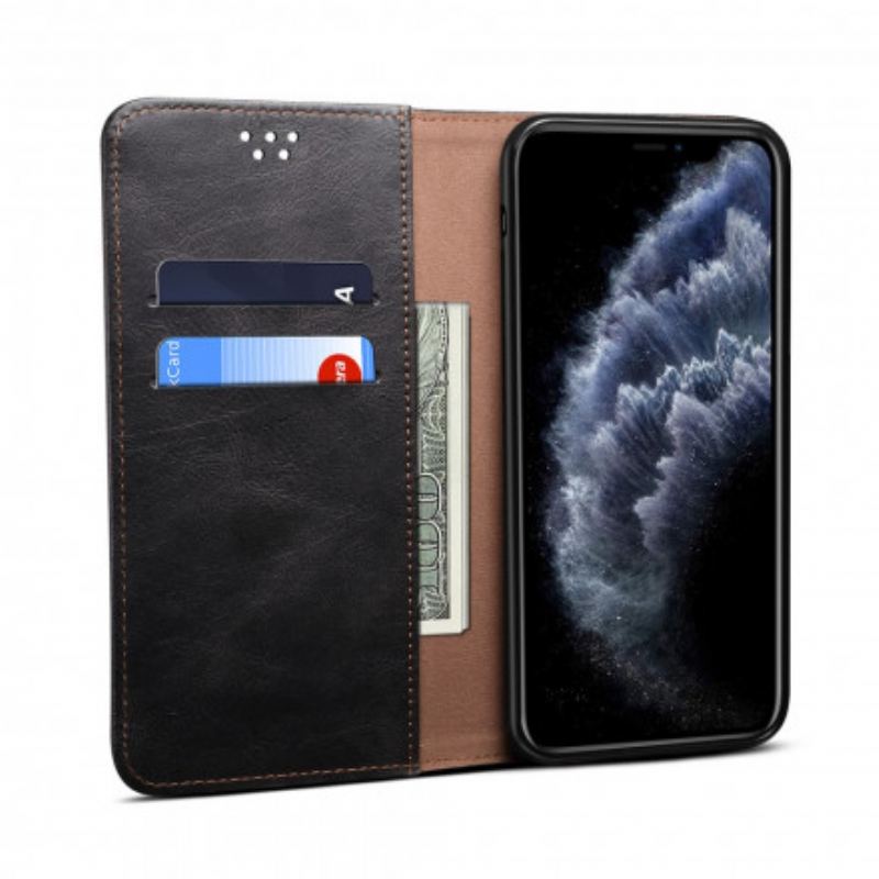 Capa De Celular Para iPhone 11 Flip Couro Sintético Encerado