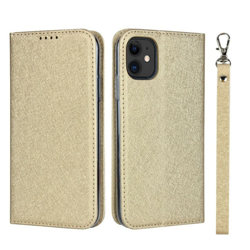 Capa De Celular Para iPhone 11 Flip Estilo De Couro Macio Com Alça