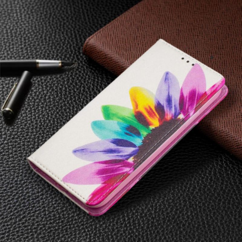 Capa De Celular Para iPhone 11 Flip Flor Aquarela