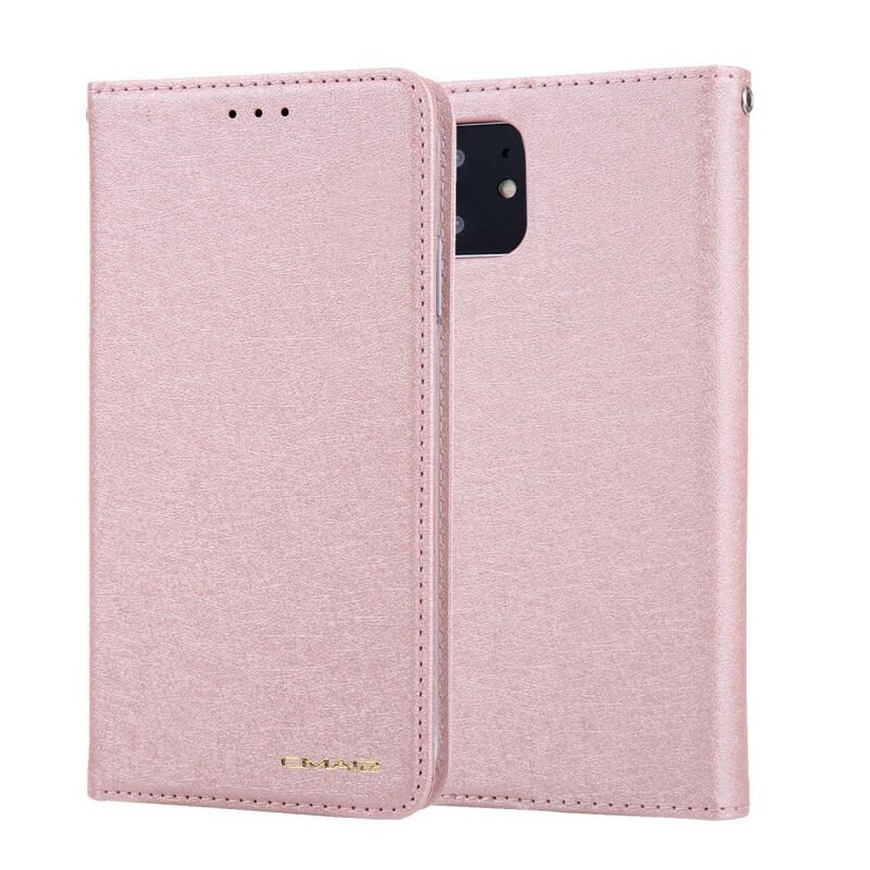 Capa De Celular Para iPhone 11 Flip Textura De Seda Com Efeito De Couro