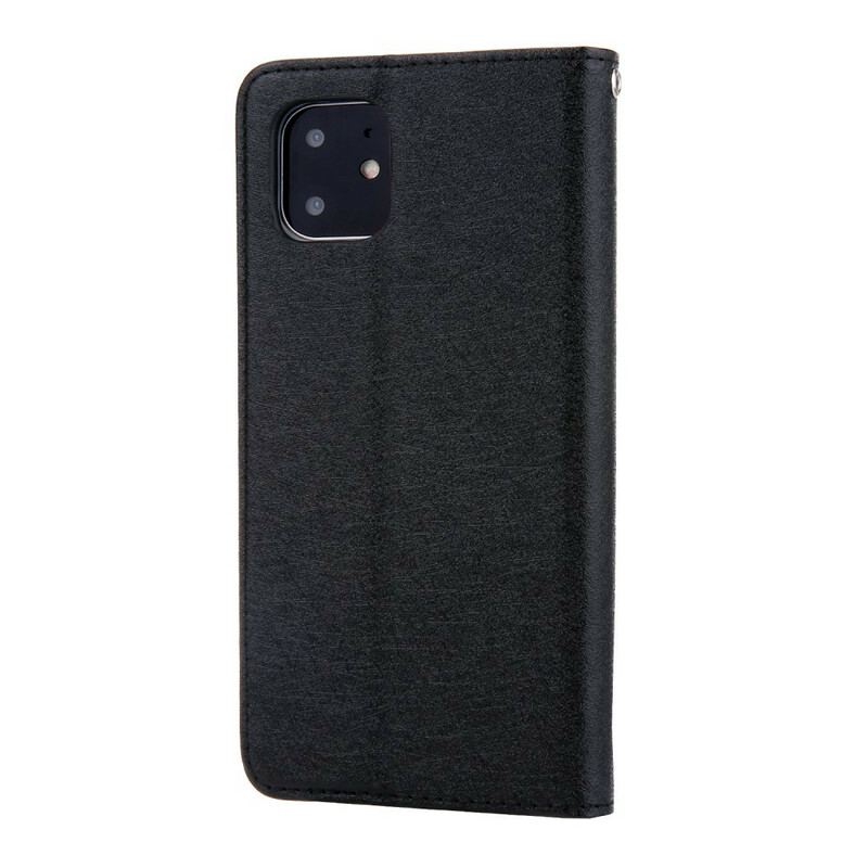 Capa De Celular Para iPhone 11 Flip Textura De Seda Com Efeito De Couro