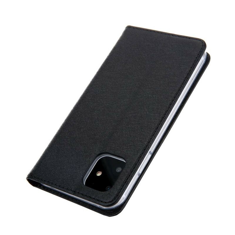 Capa De Celular Para iPhone 11 Flip Textura De Seda Com Efeito De Couro