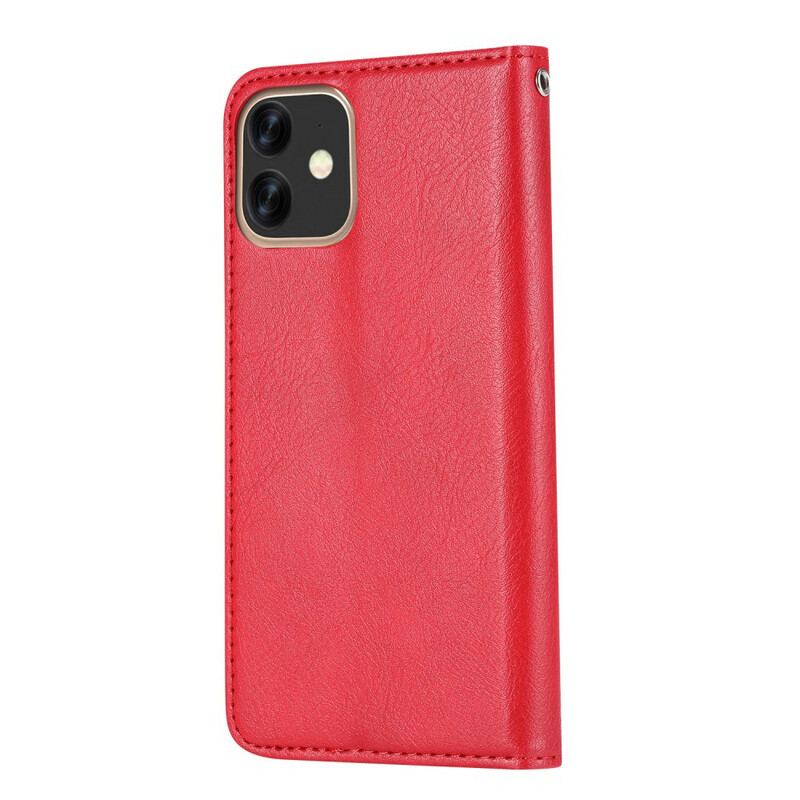 Capa De Celular Para iPhone 11 Flip Titular De Cartão De Couro Sintético