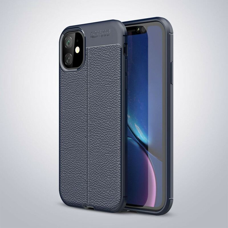 Capa De Celular Para iPhone 11 Linha Dupla Efeito Couro Litchi