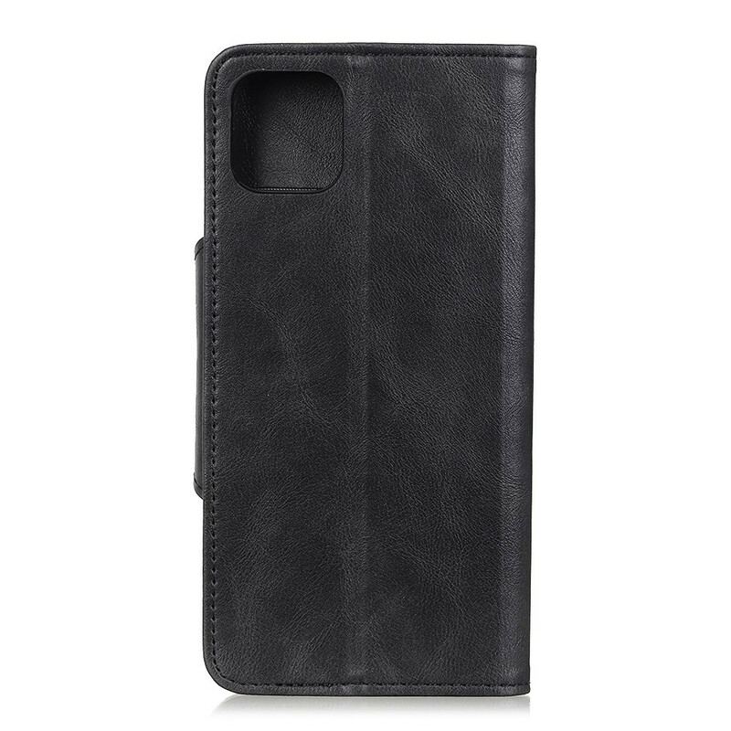 Capa De Couro Para iPhone 11 Botão De Couro Falso