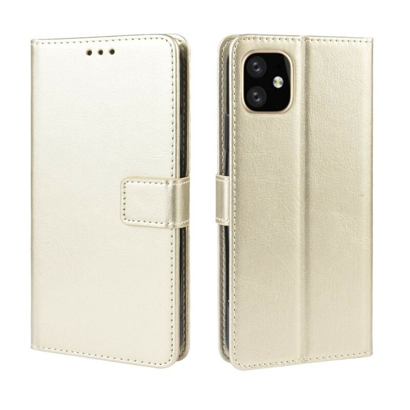 Capa De Couro Para iPhone 11 De Cordão Strappy De Cor De Efeito De Couro