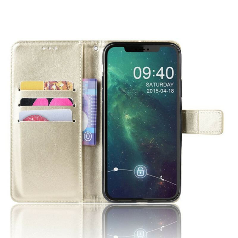 Capa De Couro Para iPhone 11 De Cordão Strappy De Cor De Efeito De Couro