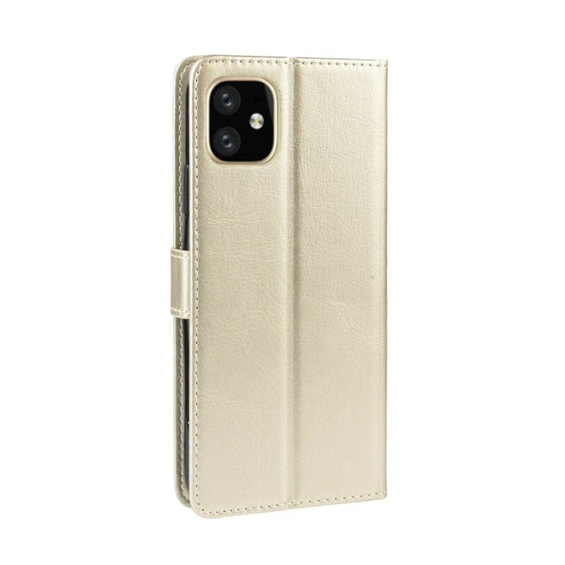 Capa De Couro Para iPhone 11 De Cordão Strappy De Cor De Efeito De Couro