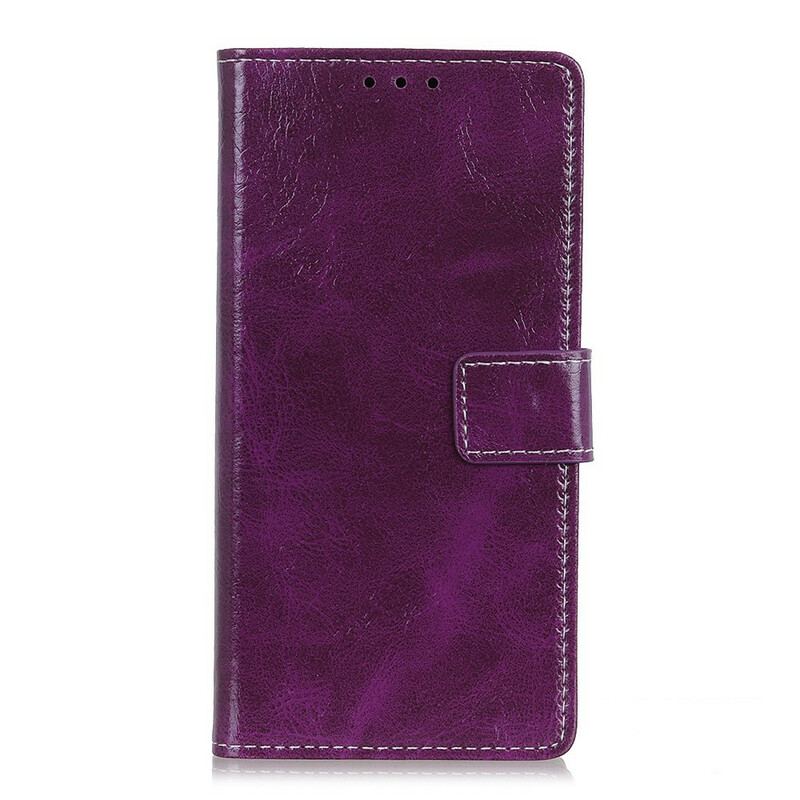 Capa De Couro Para iPhone 11 Costura Com Efeito De Couro Retrô