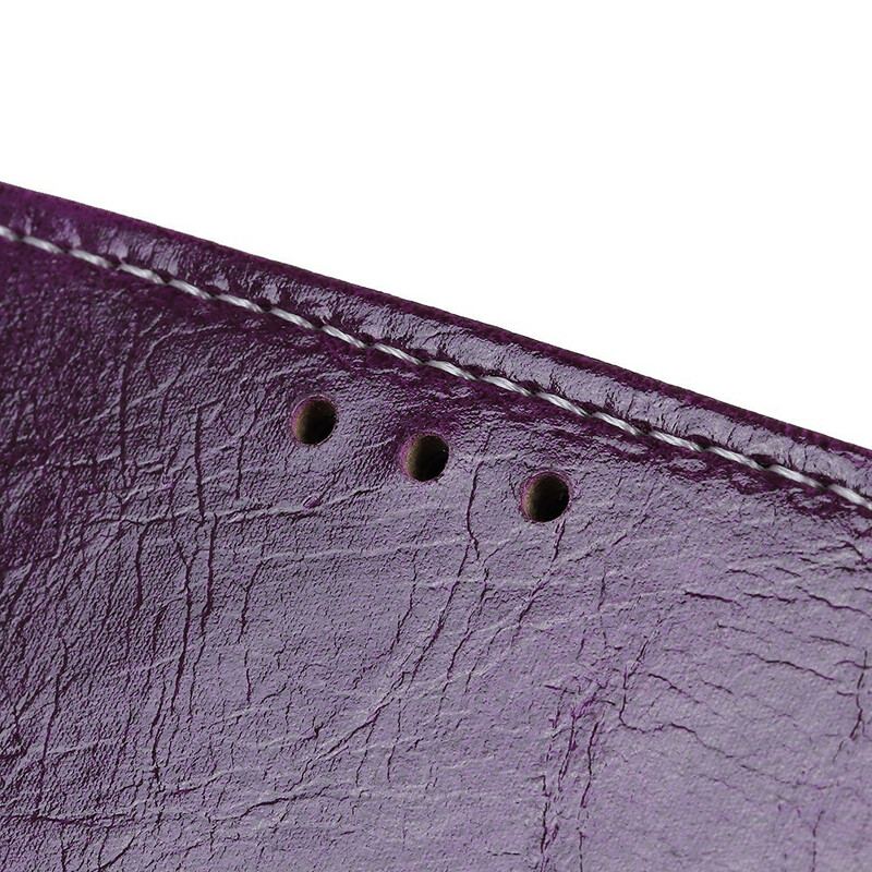 Capa De Couro Para iPhone 11 Costura Com Efeito De Couro Retrô