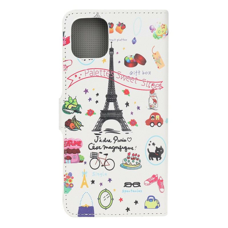 Capa De Couro Para iPhone 11 Eu Amo Paris