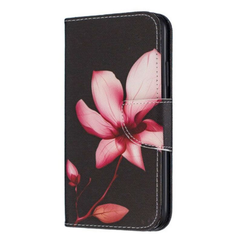 Capa De Couro Para iPhone 11 Flor Rosa