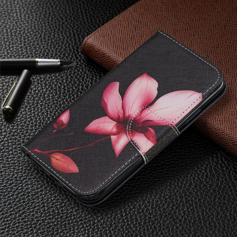 Capa De Couro Para iPhone 11 Flor Rosa