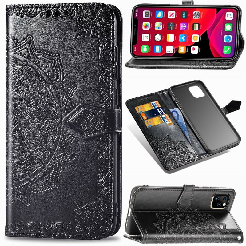 Capa De Couro Para iPhone 11 Mandala Idade Média