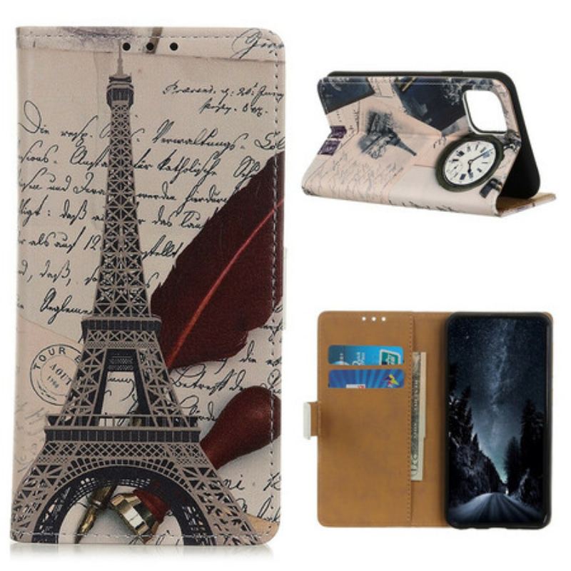 Capa De Couro Para iPhone 11 Torre Eiffel Do Poeta