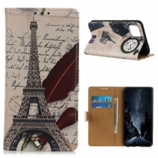 Capa De Couro Para iPhone 11 Torre Eiffel Do Poeta