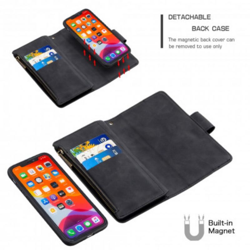 Capa Flip Para iPhone 11 Bolsa Multifuncional Com Zíper