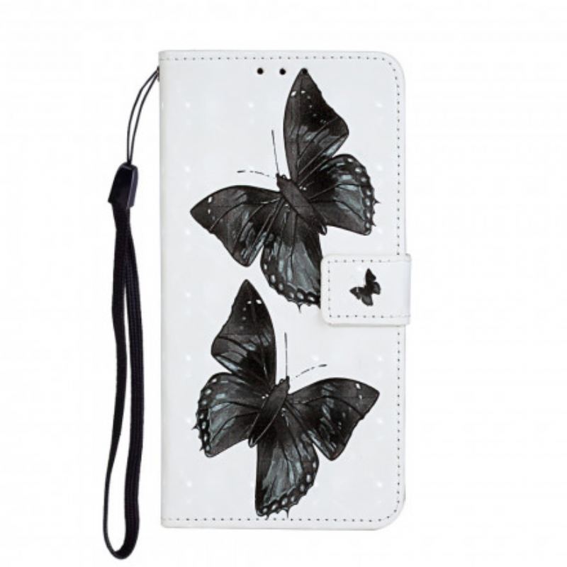 Capa Flip Para iPhone 11 De Cordão Alça Ajustável Borboleta