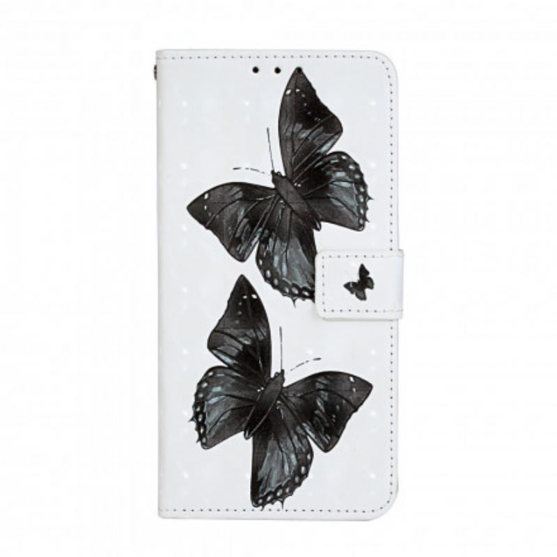 Capa Flip Para iPhone 11 De Cordão Alça Ajustável Borboleta