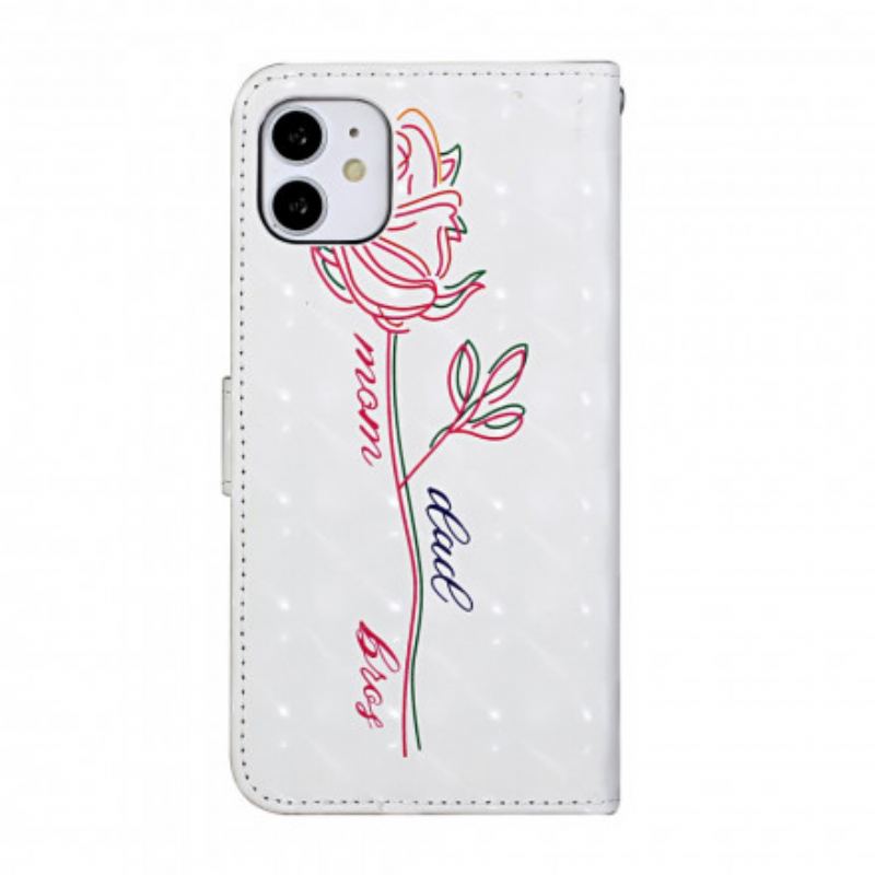 Capa Flip Para iPhone 11 De Cordão Alça Ajustável Flor