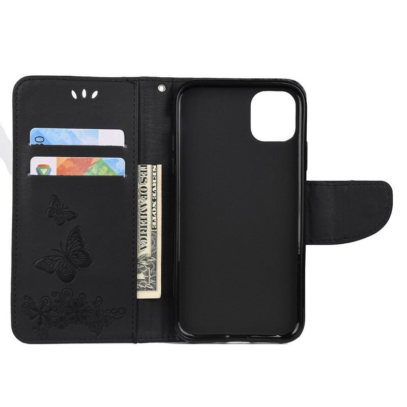 Capa Flip Para iPhone 11 De Cordão Borboletas Esplêndidas