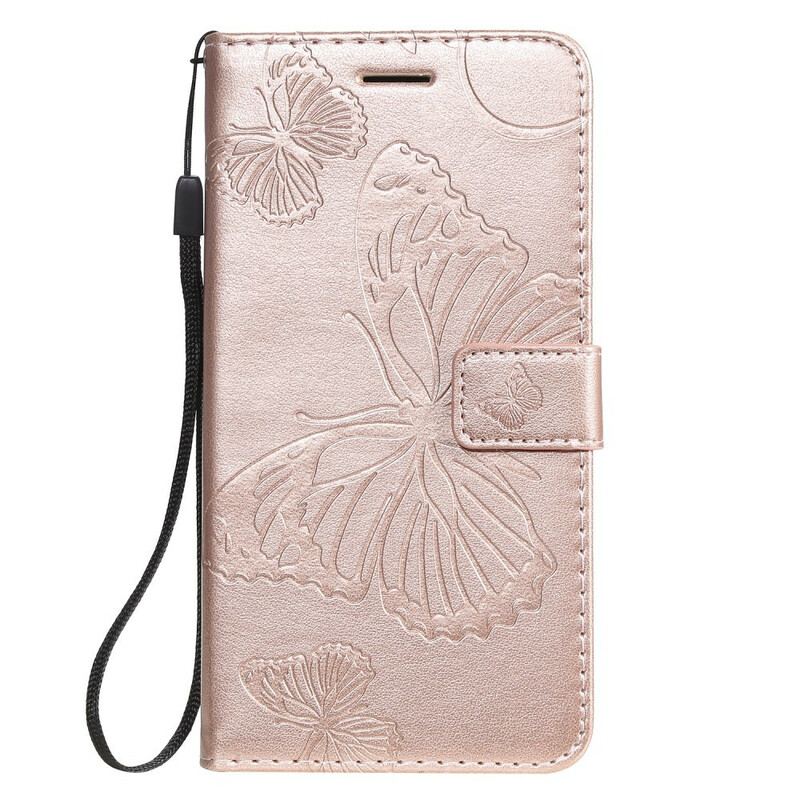 Capa Flip Para iPhone 11 De Cordão Borboletas Gigantes