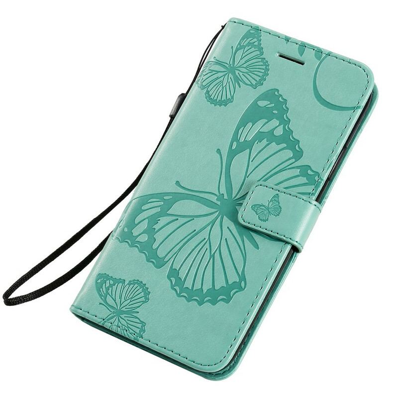 Capa Flip Para iPhone 11 De Cordão Borboletas Gigantes