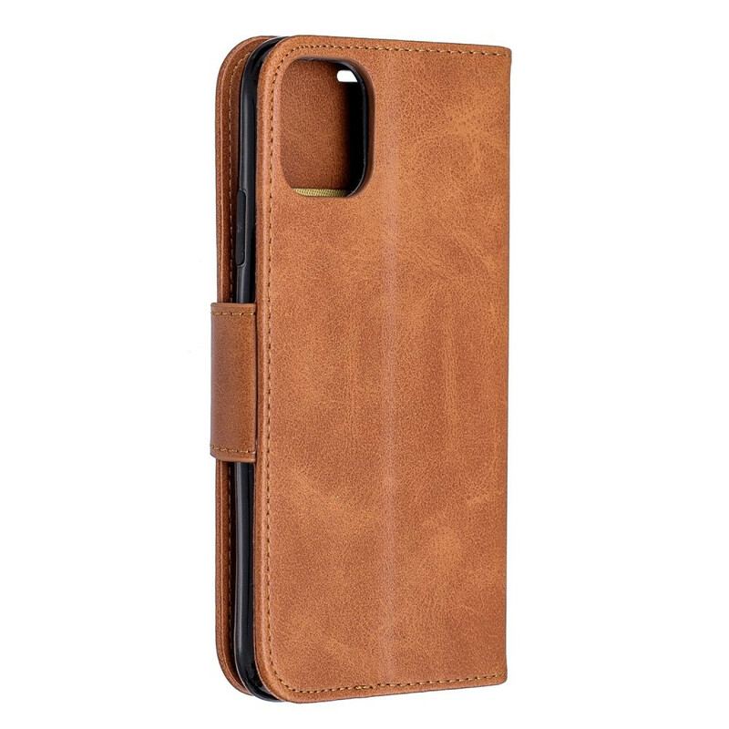 Capa Flip Para iPhone 11 De Cordão Estilo De Couro Com Tiras