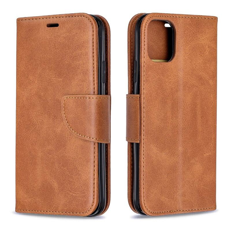 Capa Flip Para iPhone 11 De Cordão Estilo De Couro Com Tiras