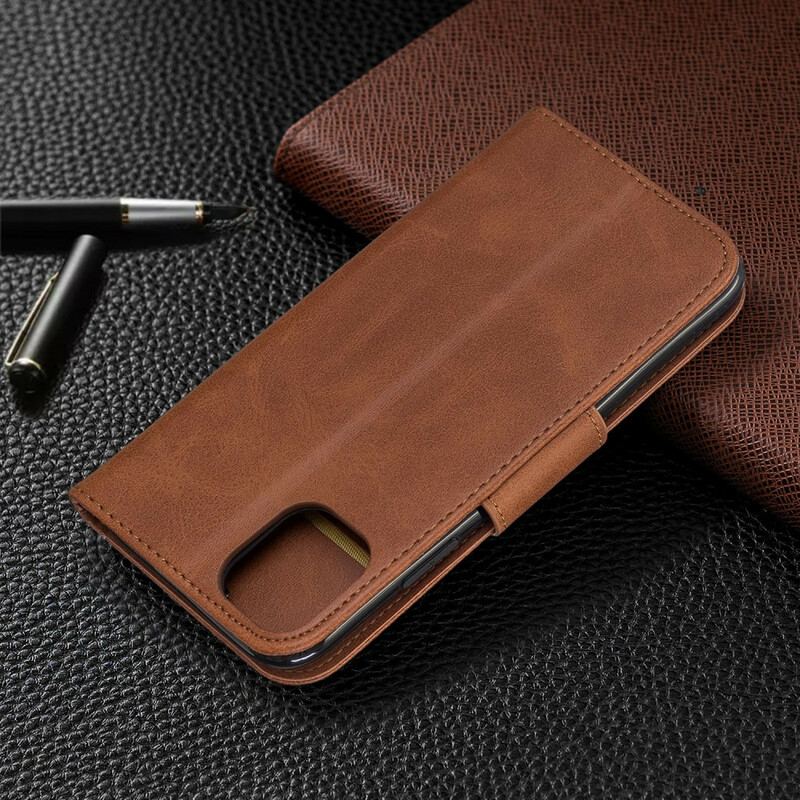 Capa Flip Para iPhone 11 De Cordão Estilo De Couro Com Tiras