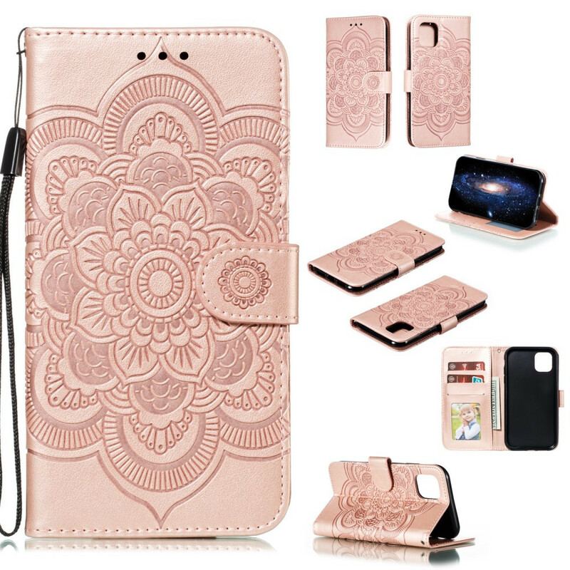 Capa Flip Para iPhone 11 De Cordão Mandala Alça Completo