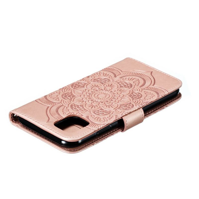 Capa Flip Para iPhone 11 De Cordão Mandala Alça Completo