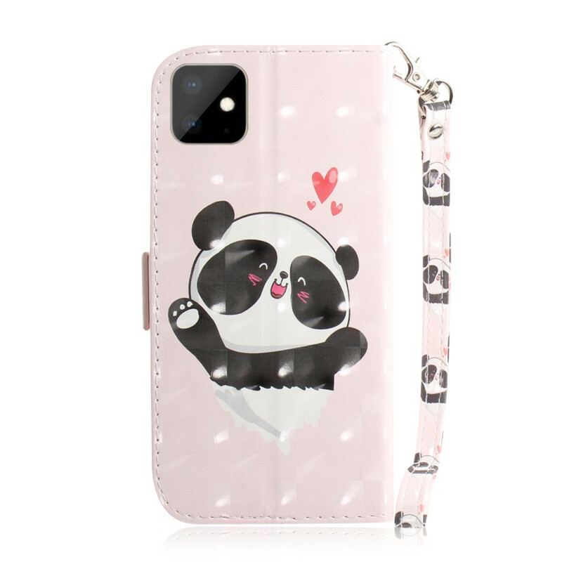 Capa Flip Para iPhone 11 De Cordão Panda Love Com Cordão