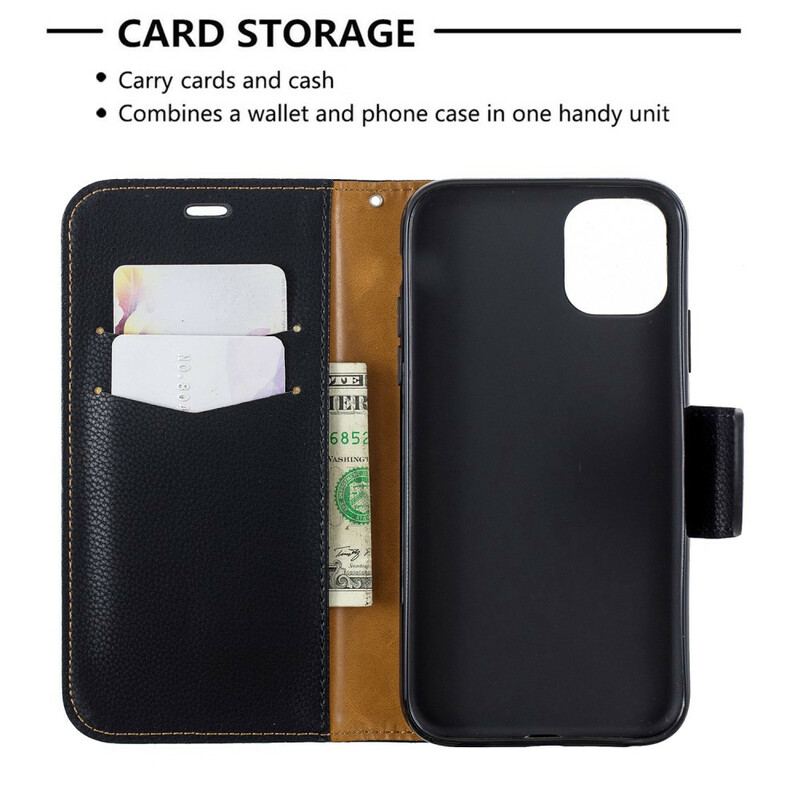 Capa Flip Para iPhone 11 De Cordão Strappy Efeito Couro Lichia Colorida