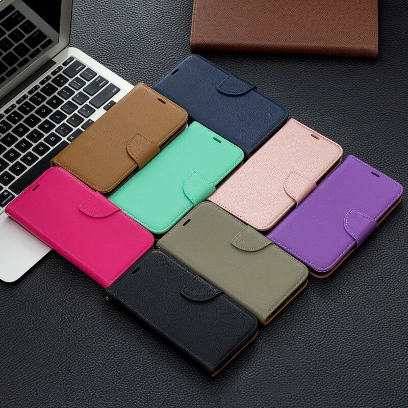 Capa Flip Para iPhone 11 De Cordão Strappy Efeito Couro Lichia Colorida