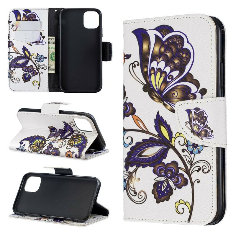 Capa Flip Para iPhone 11 Tatuagem De Borboleta