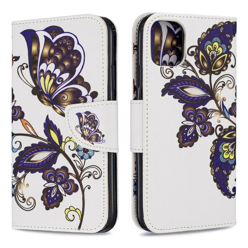 Capa Flip Para iPhone 11 Tatuagem De Borboleta