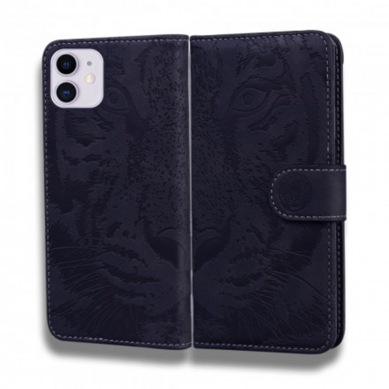 Capa Folio Para iPhone 11 Estampa Cara De Tigre