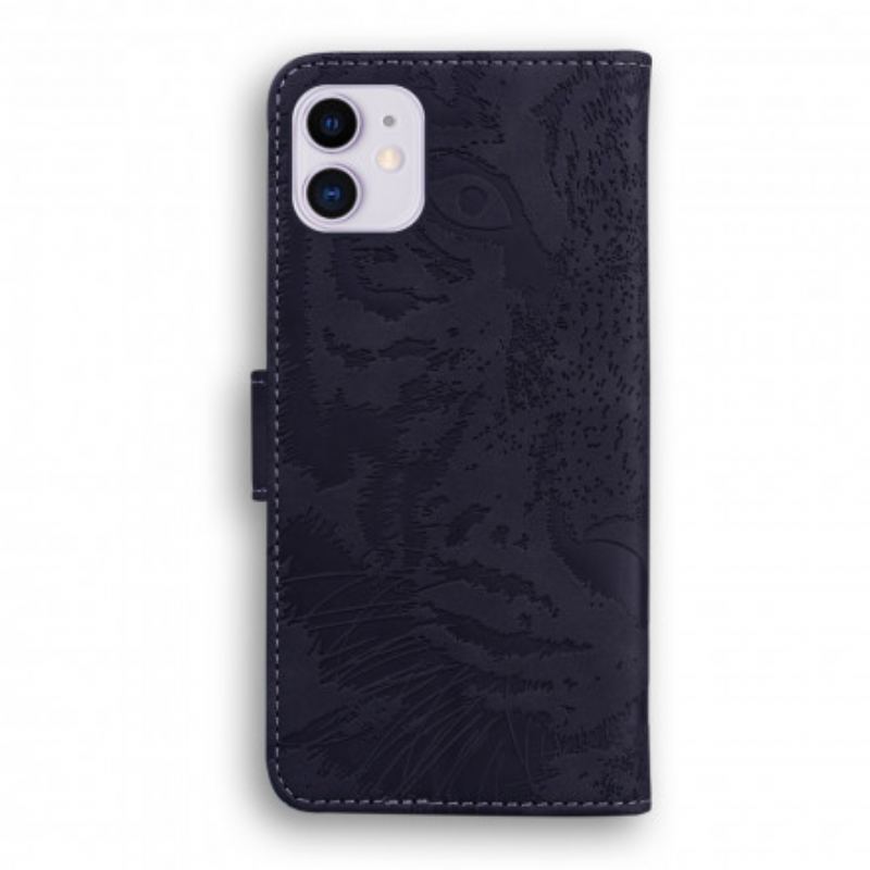 Capa Folio Para iPhone 11 Estampa Cara De Tigre