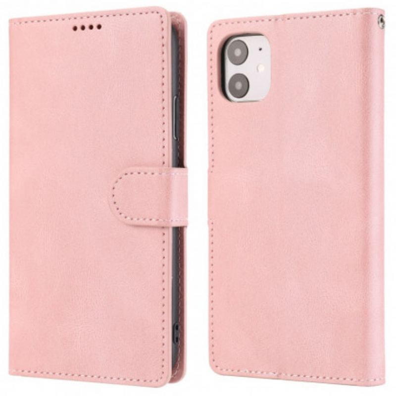 Capa Folio Para iPhone 11 Estilo Retrô Clássico Em Couro