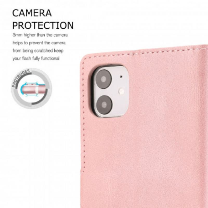 Capa Folio Para iPhone 11 Estilo Retrô Clássico Em Couro