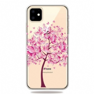 Capa Para iPhone 11 Árvore Cor-de-rosa