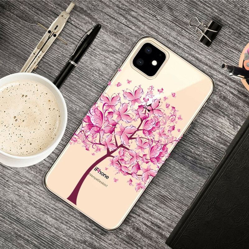 Capa Para iPhone 11 Árvore Cor-de-rosa