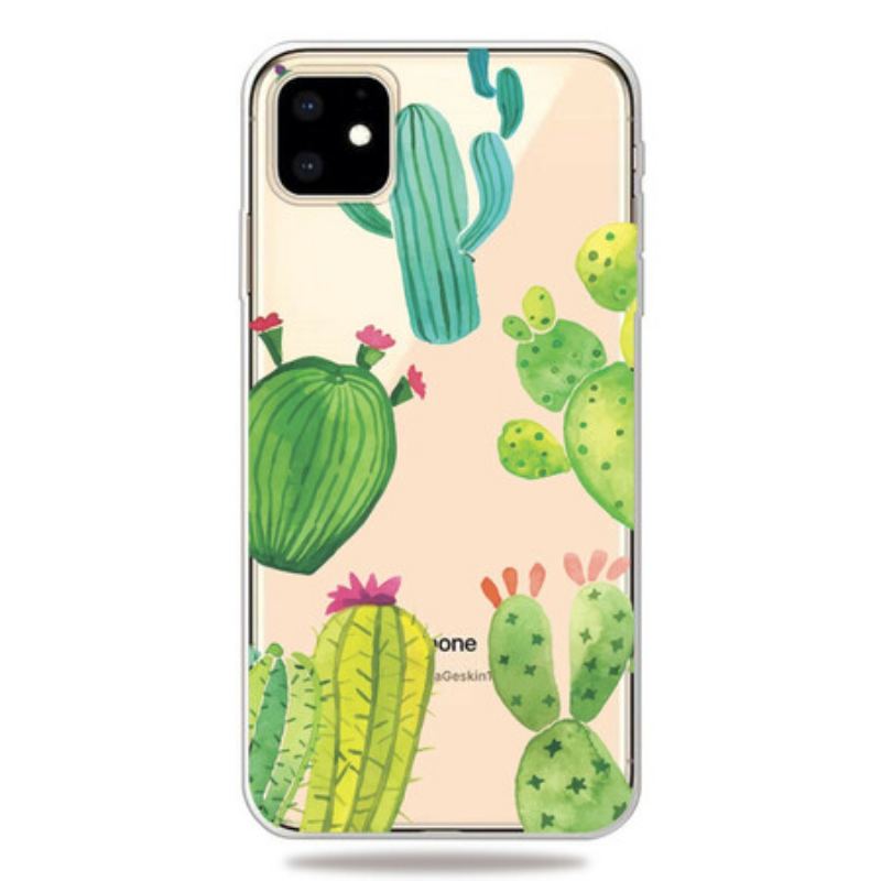 Capa Para iPhone 11 Cactos Aquarela